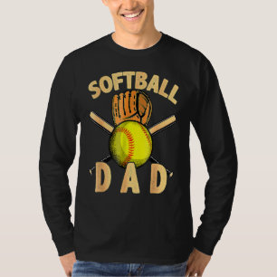 Softball Dad Vintage Usa American Flag Father's Da T-Shirt
