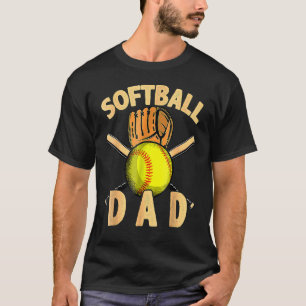 Softball Dad Vintage Usa American Flag Father's Da T-Shirt