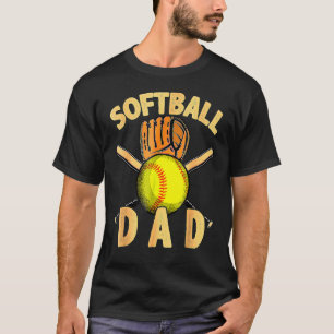 Softball Dad Vintage Usa American Flag Father's Da T-Shirt