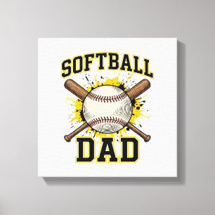 Softball Dad Vintage Varsity Crossed Bats Design_1 Canvas Print