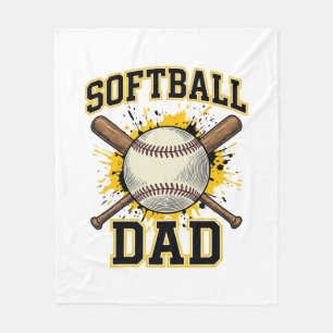 Softball Dad Vintage Varsity Crossed Bats Design_1 Fleece Blanket