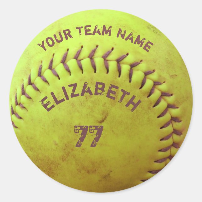 Softball Dirty Name Team Number Ball Sticker (Front)