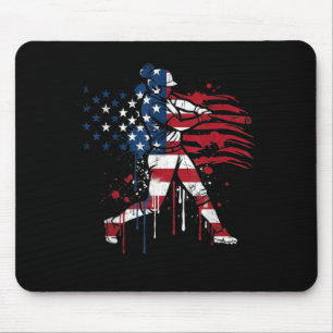 Softball Drip American Flag 4th of July Patriotic Mouse Mat