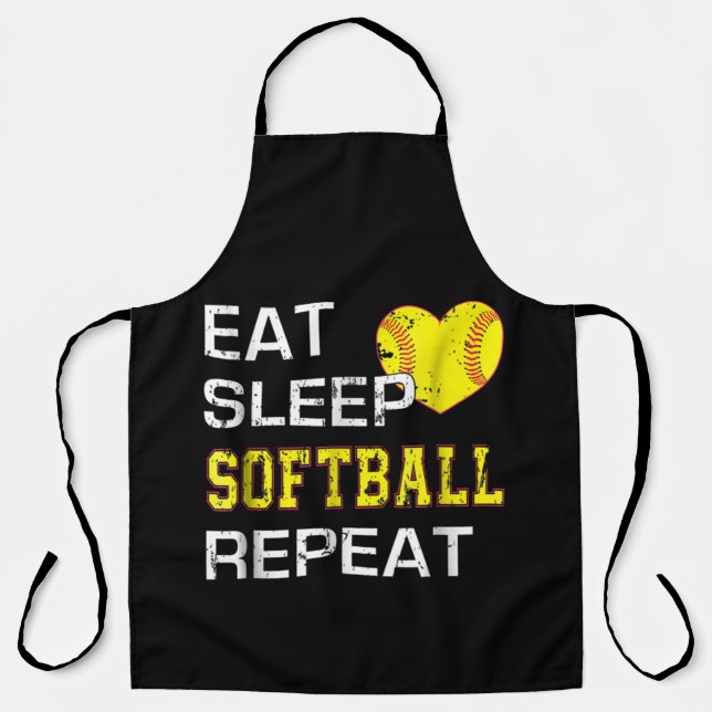 Softball Eat Sleep Softball Repeat Apron (Front)