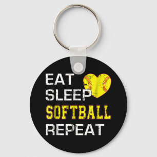 Softball Eat Sleep Softball Repeat Key Ring