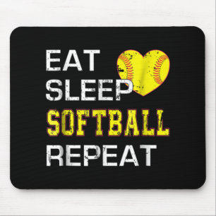 Softball Eat Sleep Softball Repeat Mouse Mat