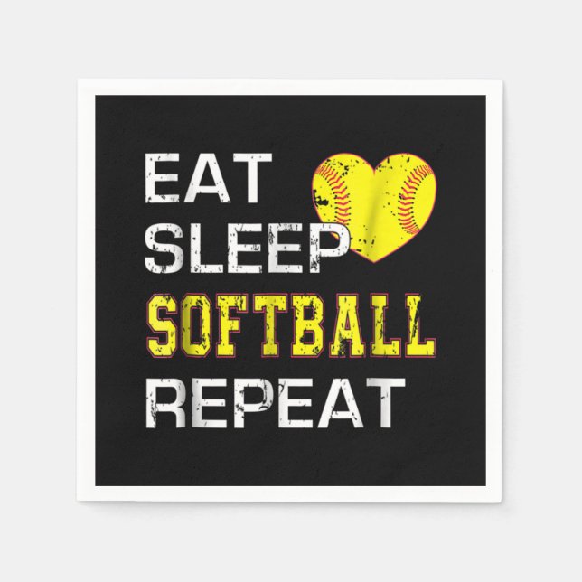 Softball Eat Sleep Softball Repeat Napkin (Front)