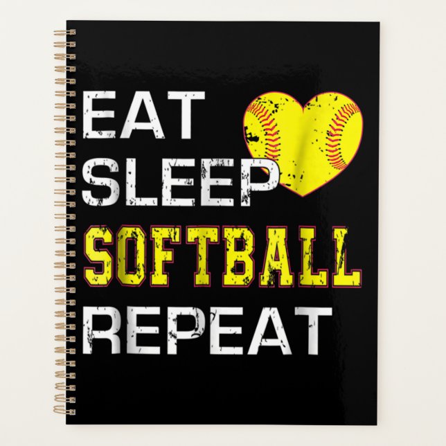 Softball Eat Sleep Softball Repeat Planner (Front)