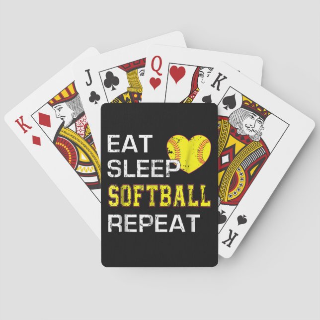 Softball Eat Sleep Softball Repeat Playing Cards (Back)