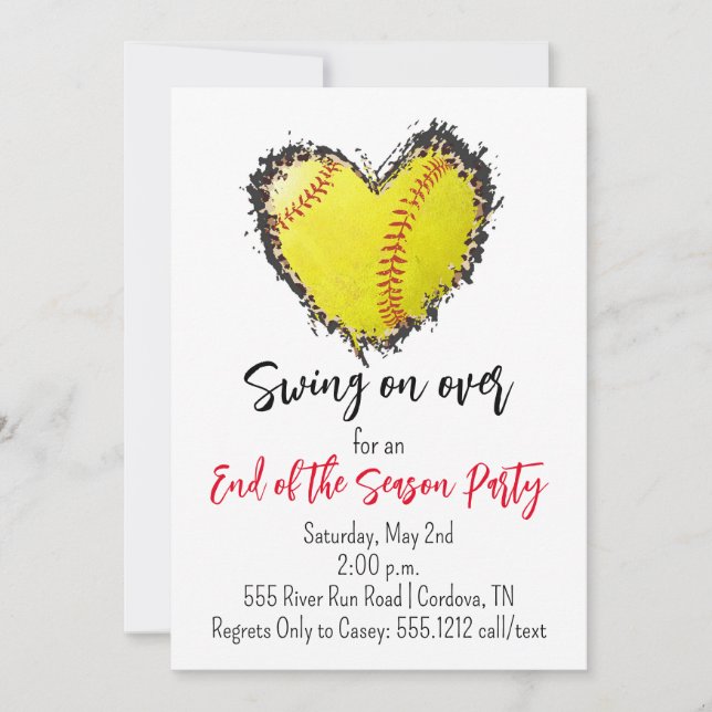 Softball End of the Season Party Invitation (Front)