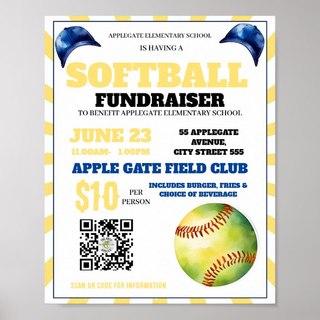 softball event fundraiser school church coach poster (Front)