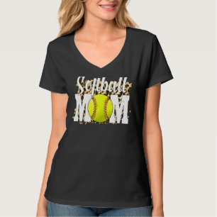 Softball Fans Leopard Women Softball Mum Mother Da T-Shirt