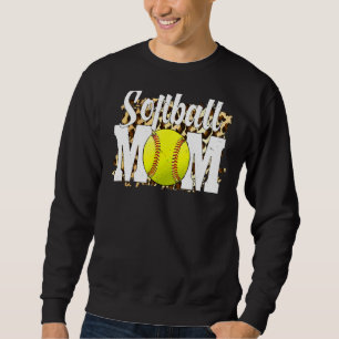 Softball Fans Leopard Women Softball Mum Mother's  Sweatshirt