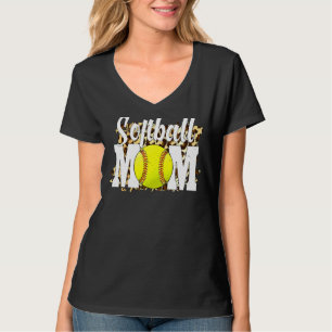 Softball Fans Leopard Women Softball Mum Mother's T-Shirt