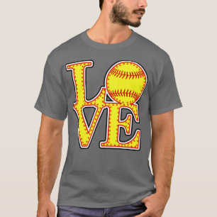 Softball Fastpitch LOVE Stitched Outline 2023 T-Shirt