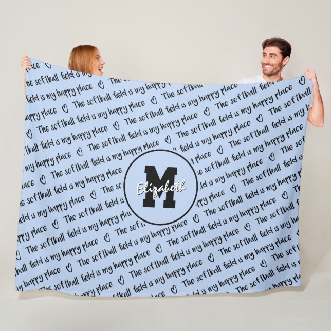 softball field my happy place light blue ANY colou Fleece Blanket (In Situ)