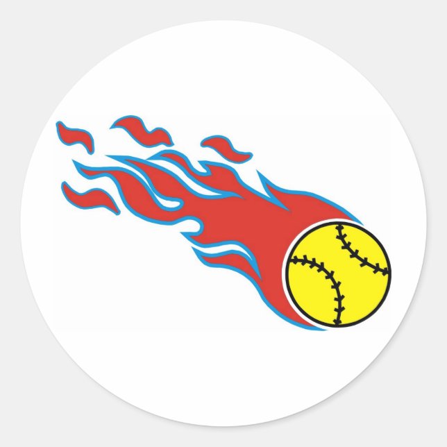 Softball fireball classic round sticker (Front)