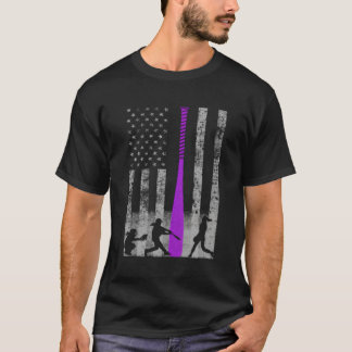 Softball Flag Purple Softball Bat T-Shirt