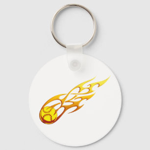 Softball Flame Key Ring