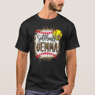 Softball Gemma Leopard Bleached Mother's Day Game  T-Shirt