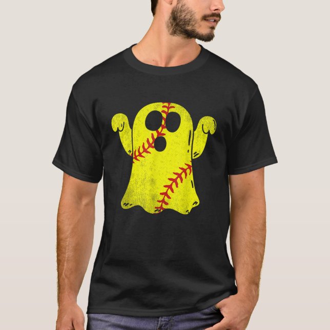Softball Ghost Softball Lover Halloween Costume T-Shirt (Front)