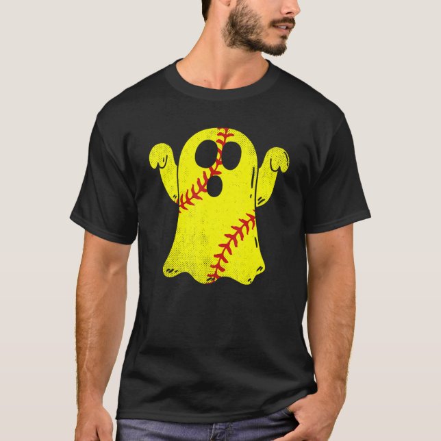 Softball Ghost Softball Lover Halloween Costume T-Shirt (Front)