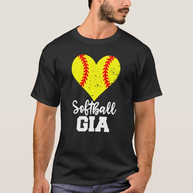 Softball Gia Softball Heart Grandma Gia T-Shirt (Front)
