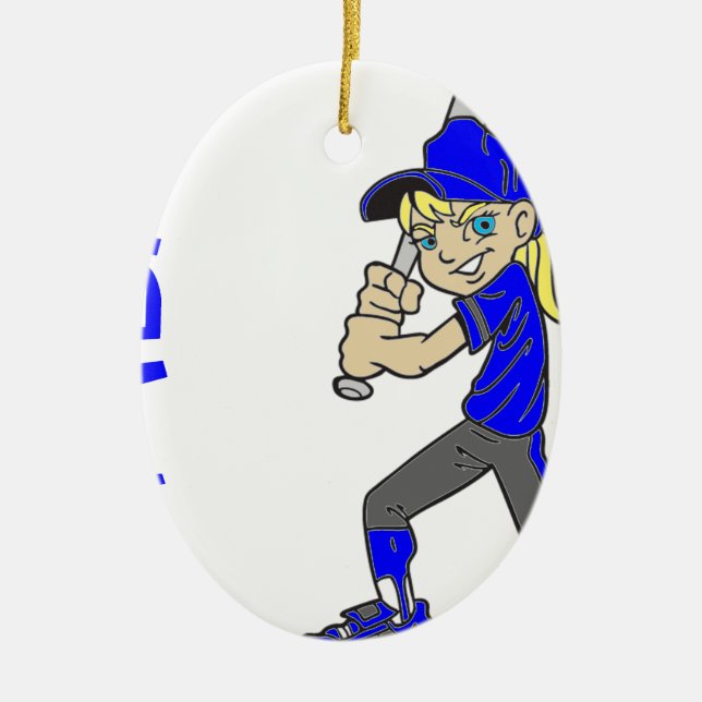 SOFTBALL GIRL BAT CERAMIC TREE DECORATION (Front)