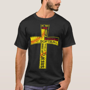 Softball Girl Christian Cross Faith I Need Softbal T-Shirt