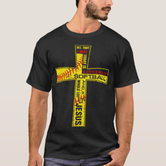 Softball Girl Christian Cross Faith I Need Softbal T-Shirt