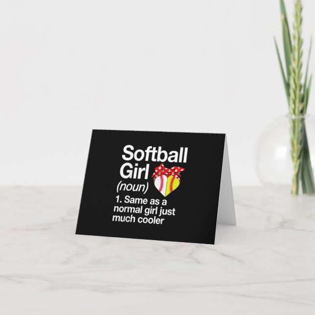 Softball Girl Definition Sassy Sports Thank You Card (Front)