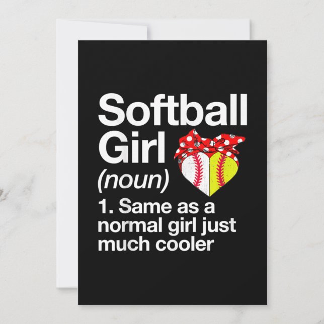 Softball Girl Definition Sassy Sports Thank You Card (Front)