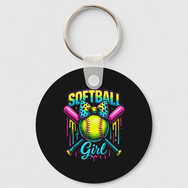 Softball Girl Drip Funny Softball Player  Key Ring (Front)