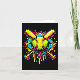 Softball Girl Ice Cream Softball Drip Card