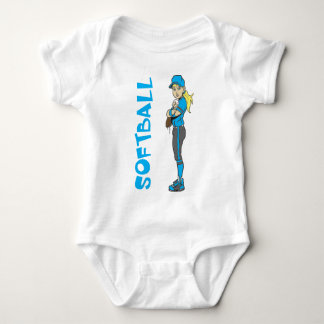 SOFTBALL GIRL PITCHER TEXT BABY BODYSUIT