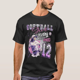 Softball Girl Scoring Into 12 - Ladies Birthday T-Shirt