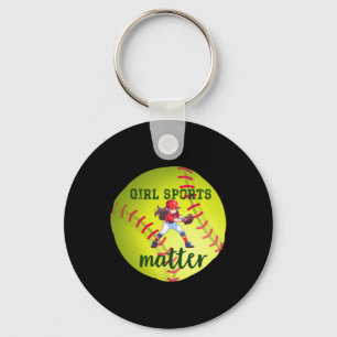 Softball; Girl Sports Sticker Key Ring