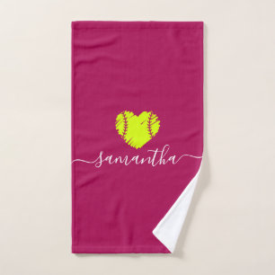 Softball Girls Magenta Pink Personalised  Hand Towel