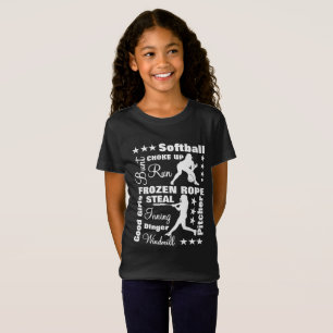 Softball Girls Sports Terminoligy Words Typography T-Shirt