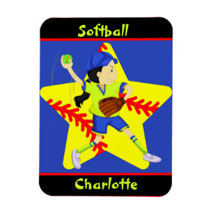 Softball Girls Star Pitcher Personalised Magnet