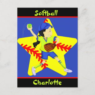  Softball Girls Star Pitcher Personalised    Postcard