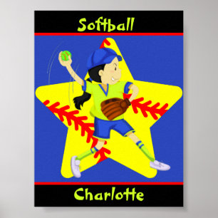  Softball Girls Star Pitcher Personalised      Poster