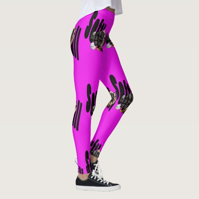 Softball Gloves Logo, Ladies Magenta Leggings (Right)