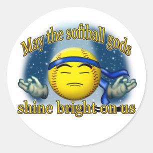 Softball gods classic round sticker