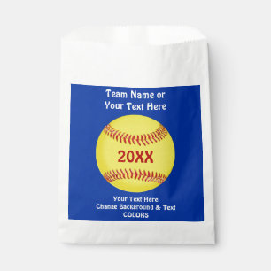 Softball Goodie Bags, Your COLORS and TEXT Favour Bags