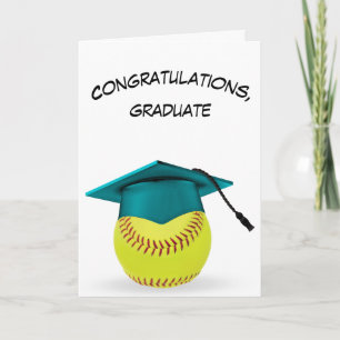 Softball Graduation With Teal Cap Card