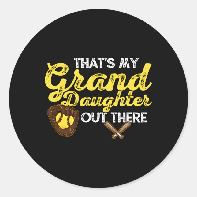 Softball Granddaughter Grandma Grandpa Classic Round Sticker (Front)