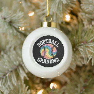 Softball Grandma Ceramic Ball Christmas Ornament