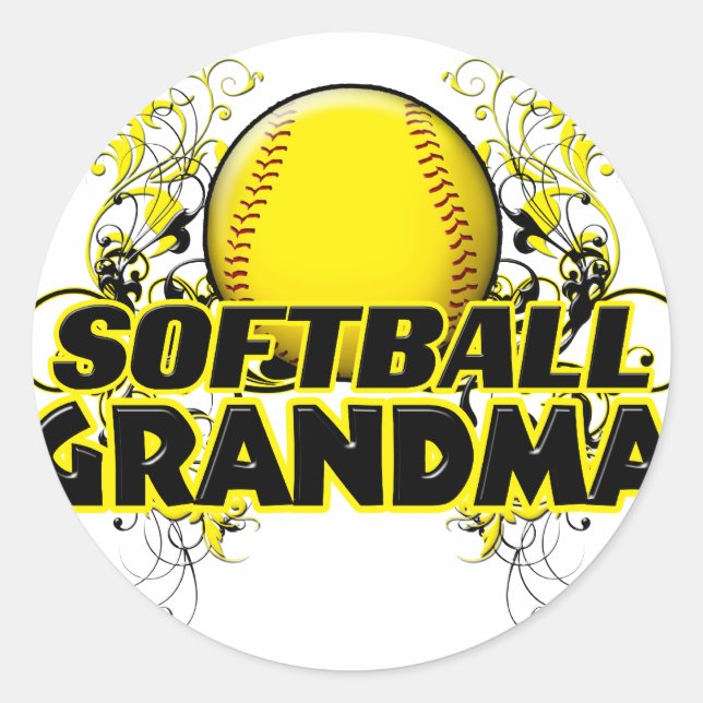 Softball Grandma (cross).png Classic Round Sticker (Front)