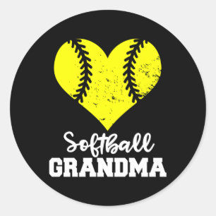 Softball Grandma He Softball Classic Round Sticker